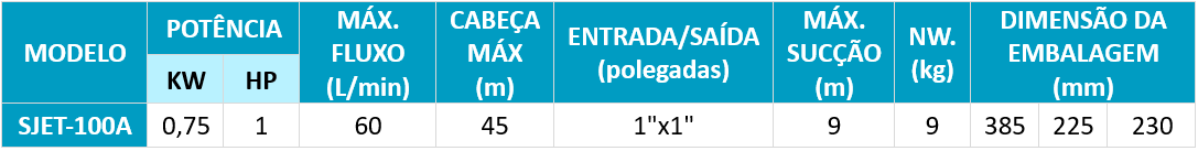 INFORMAÇÃO TÉCNICA SJET-A INFORMAÇÃO TÉCNICA SJET-A